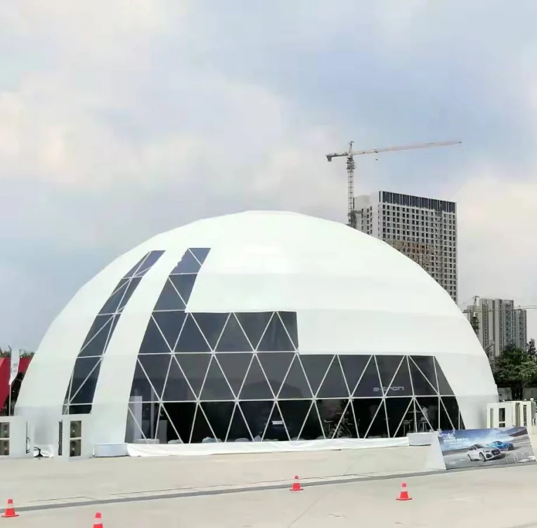 Сборная прозрачная купольная палатка LR 15 м, большая полуовальная геодезическая купольная палатка, наружная палатка для мероприятий