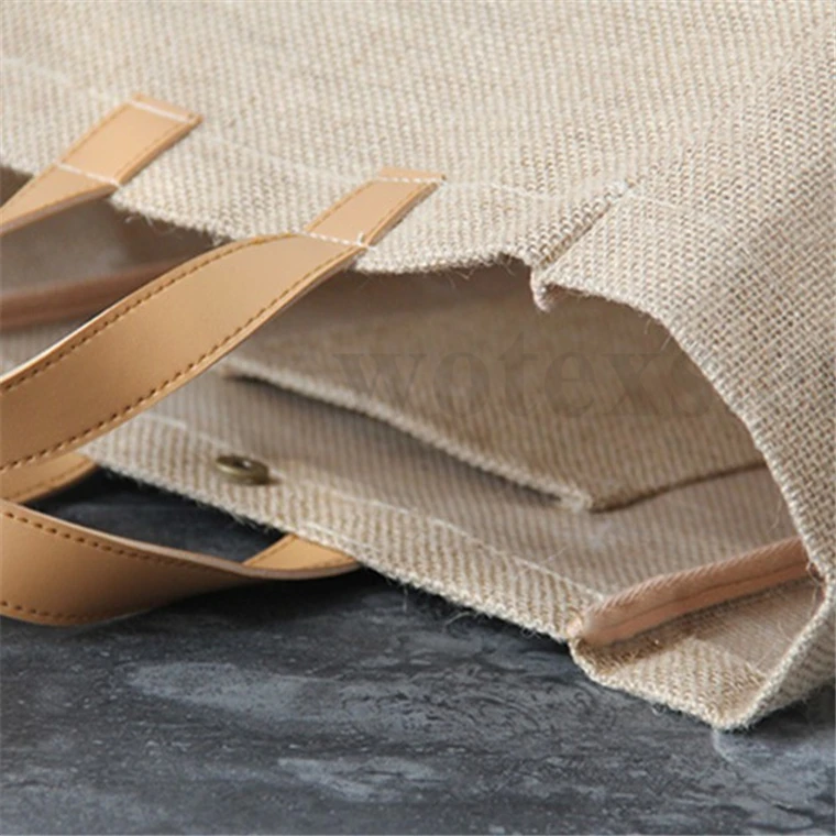BJ0062 Wholesale Fashion Women Beach Tote Bag BurlapTote Bag leather handles jute tote