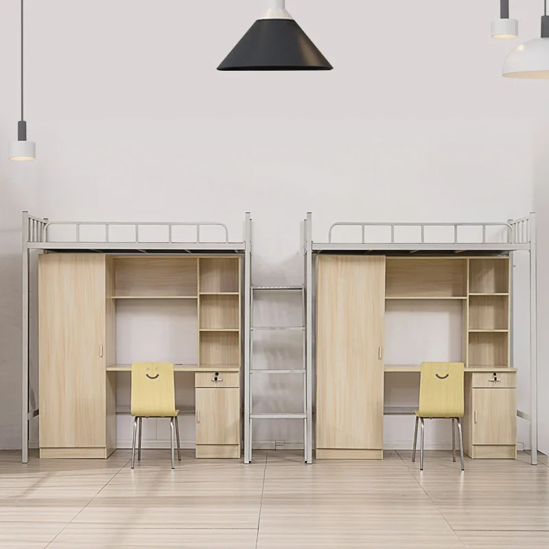 Customized Modern Design Metal Bunk Bed with Study Table School Dormitory Furniture for Bedroom Hotel & Hospital & Apartment