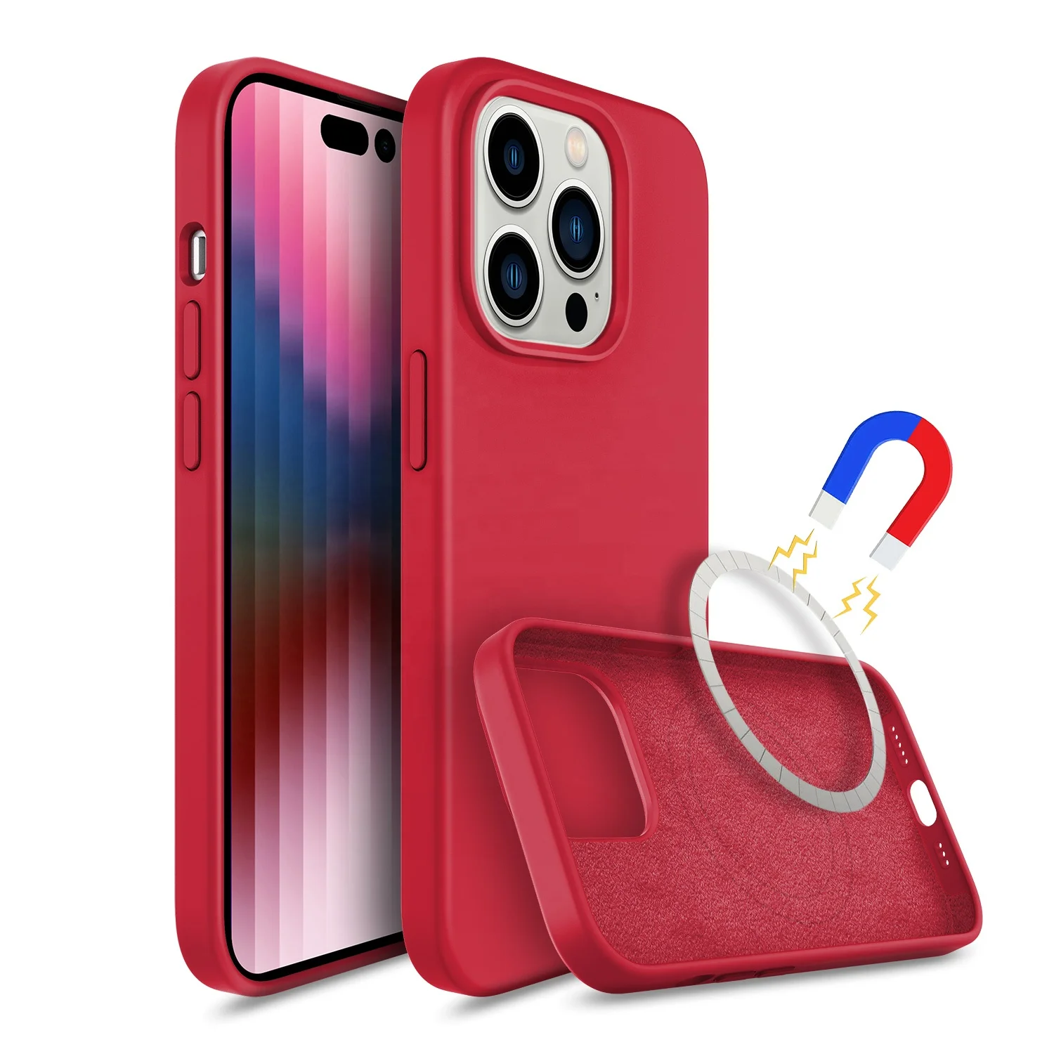 For iPhone 11 12 13 14 Pro Max Case Liquid Silicone Gel Rubber Phone Cover Soft Microfiber Cloth Lining Cushion Back Cover Cases