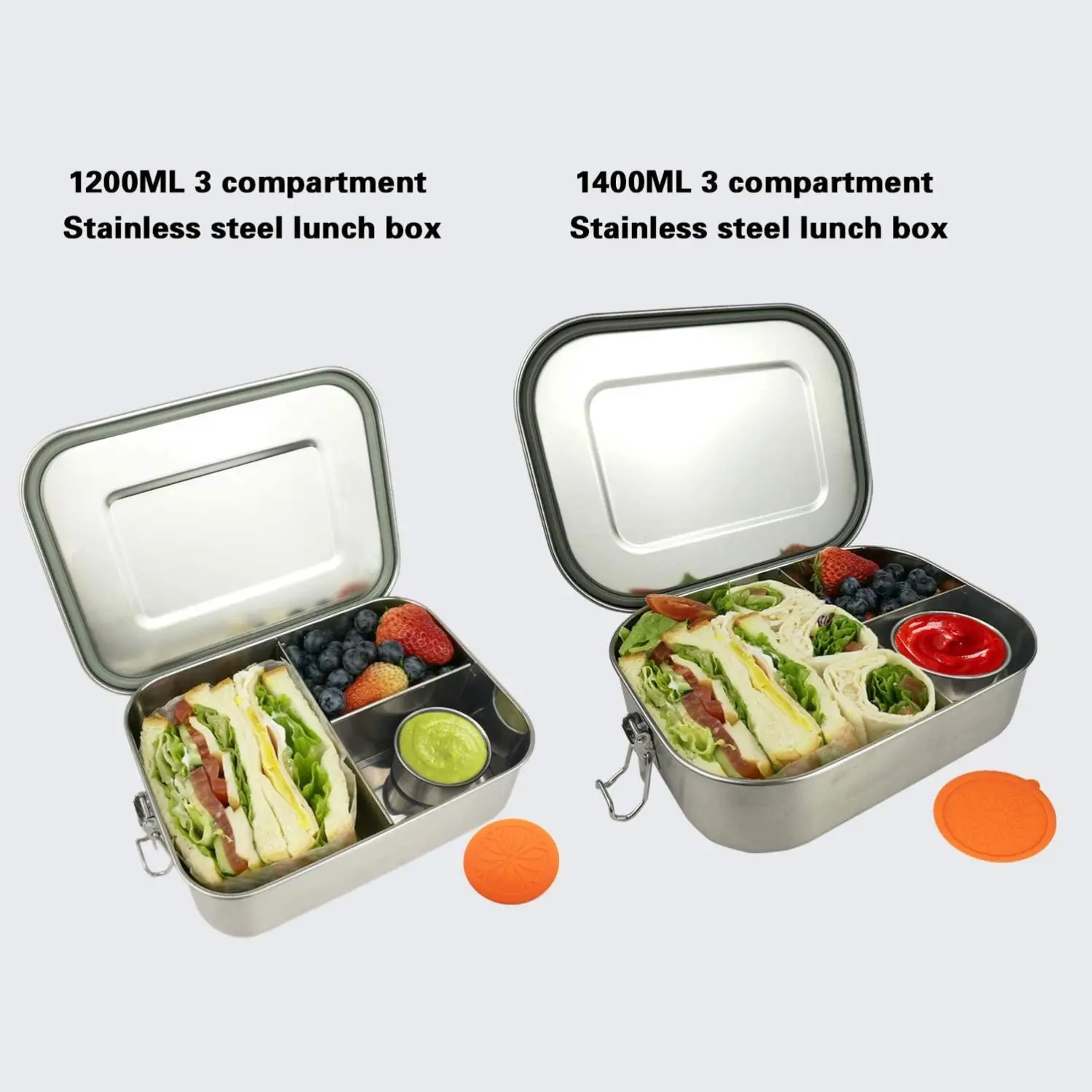 3.4oz Stainless Steel Condiment Containers Food Grade Salad Dressing Containers with Silicone Lids for Snack Desserts, Baby Food