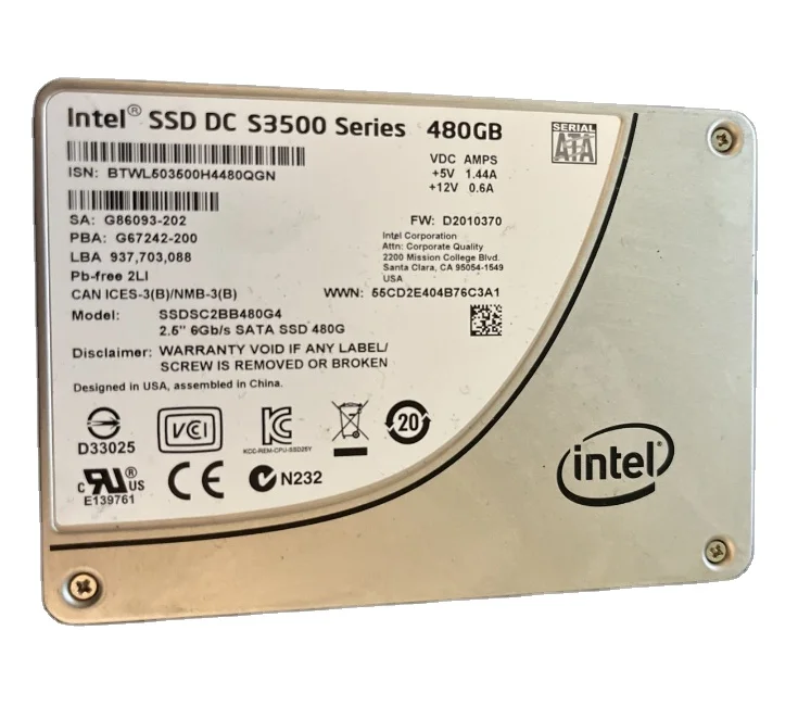SSDSC2BB480G4 For DC S3500 Series 480GB SATA 6Gb 2.5inch Solid State Drive SSD