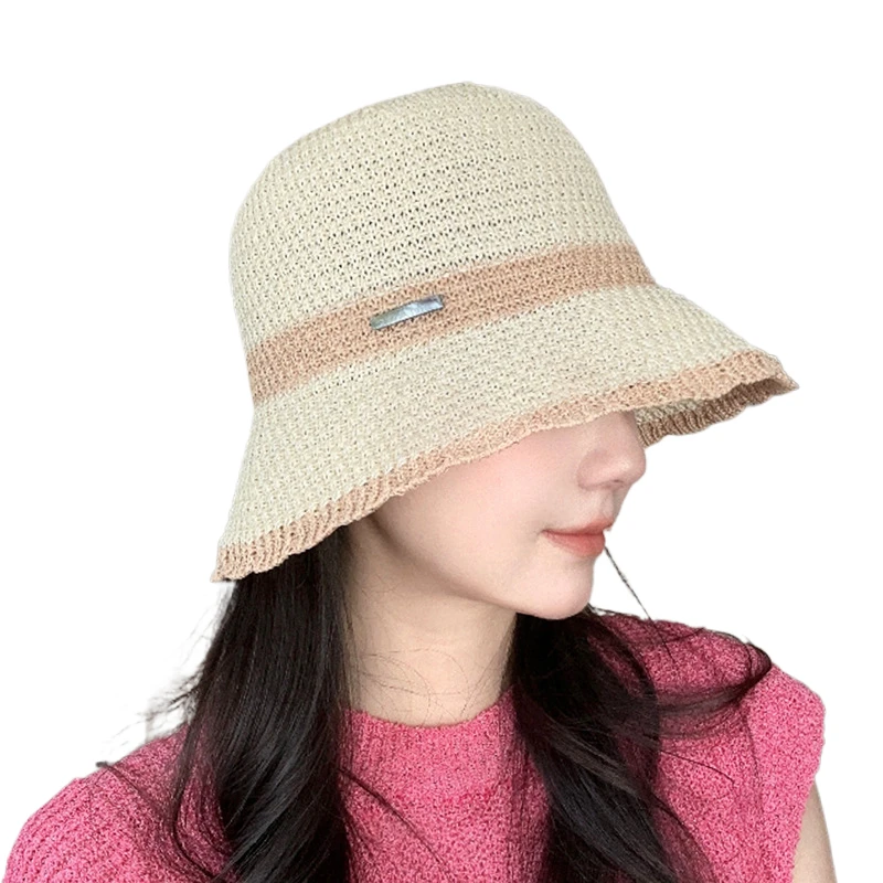 Japanese Straw Fisherman Hat Women Spring Summer Breathable UV Resistant Sun Bucket Hat
