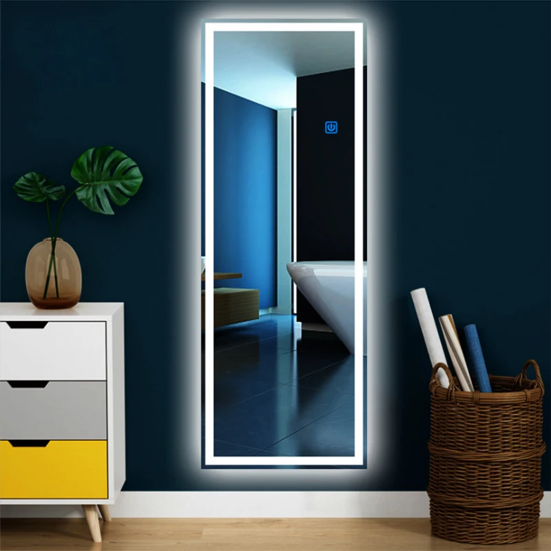 Simple professional three color light full wall bath led mirrors for beauty salon