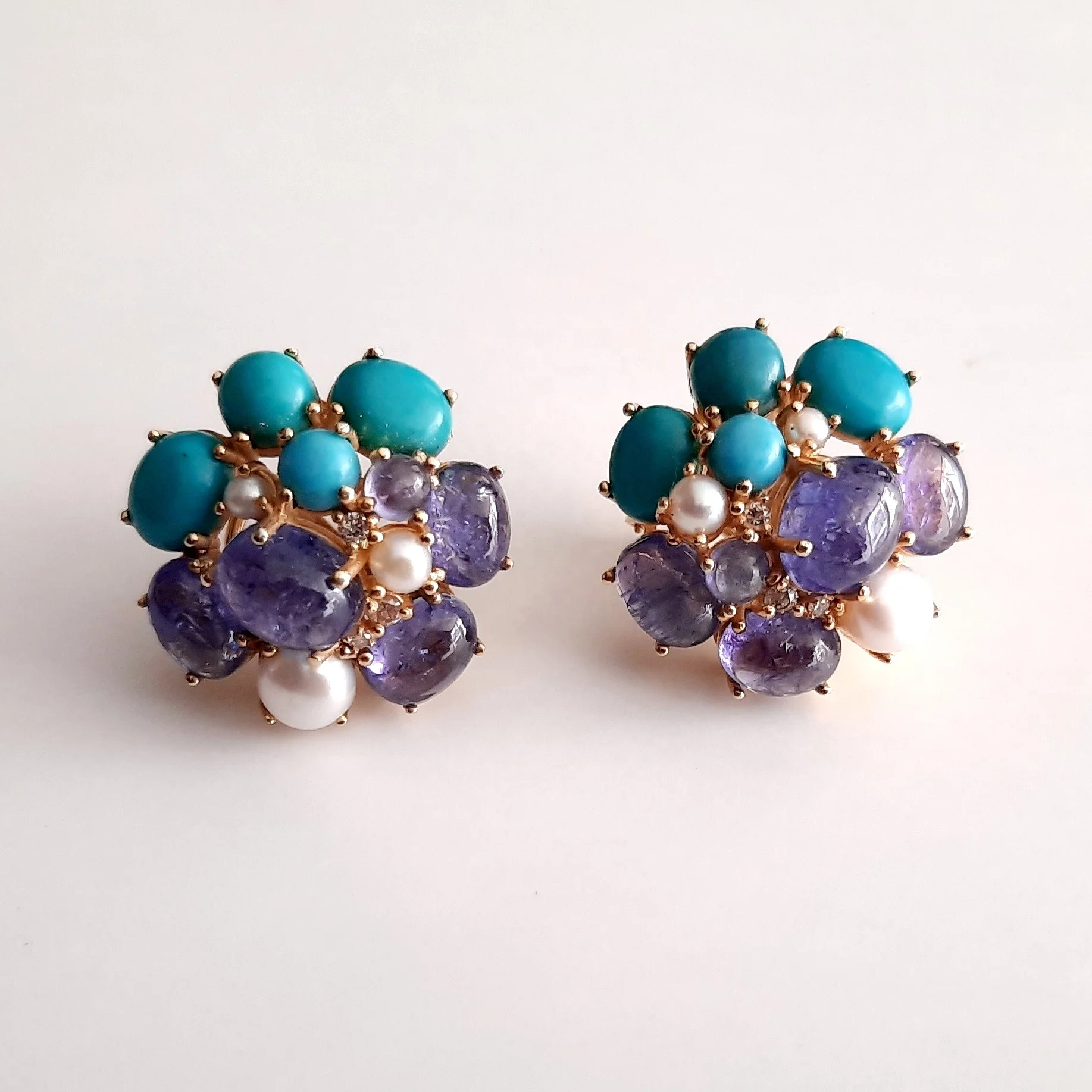 Personalized real gemstones and diamonds 925 sterling silver simulated pearl earrings pearl earrings 18k gold plated