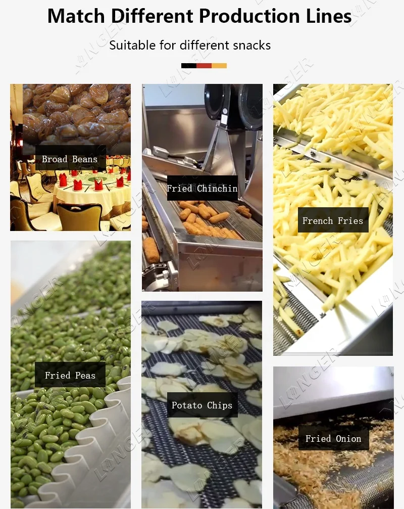 Commercial Automatic Gas Electric Onion Peanut Potato Chips Frying Machine Continuous Deep Fryer With Oil Filter