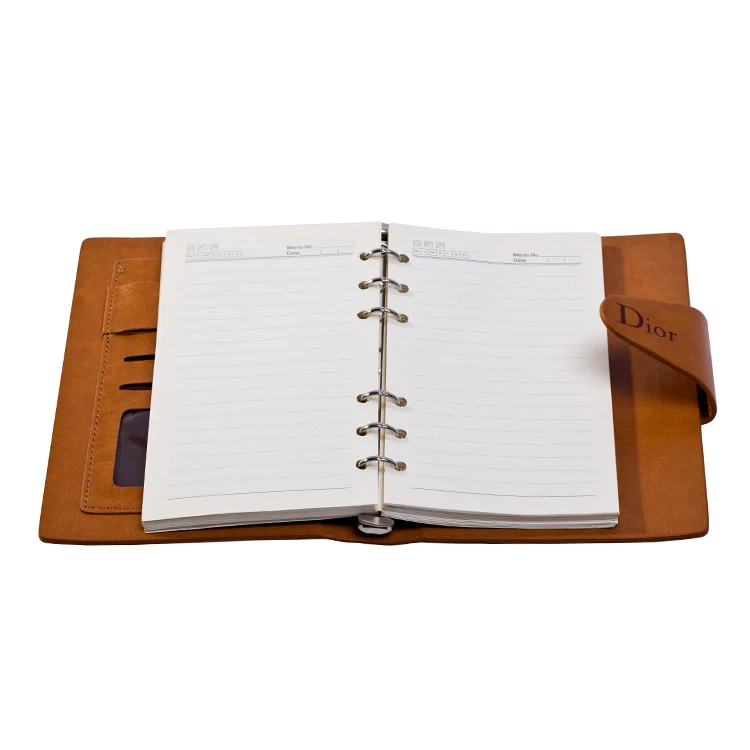 journal custom hardcover school supplies pu leather cover 6 ring binder undated lined planner notebooks