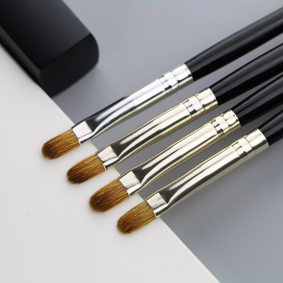 Набор косметических кистей премиум-класса BEILI, коричневые натуральные волосы ласки для макияжа, частная марка, кисти для губ, кисти для макияжа с индивидуальным логотипом