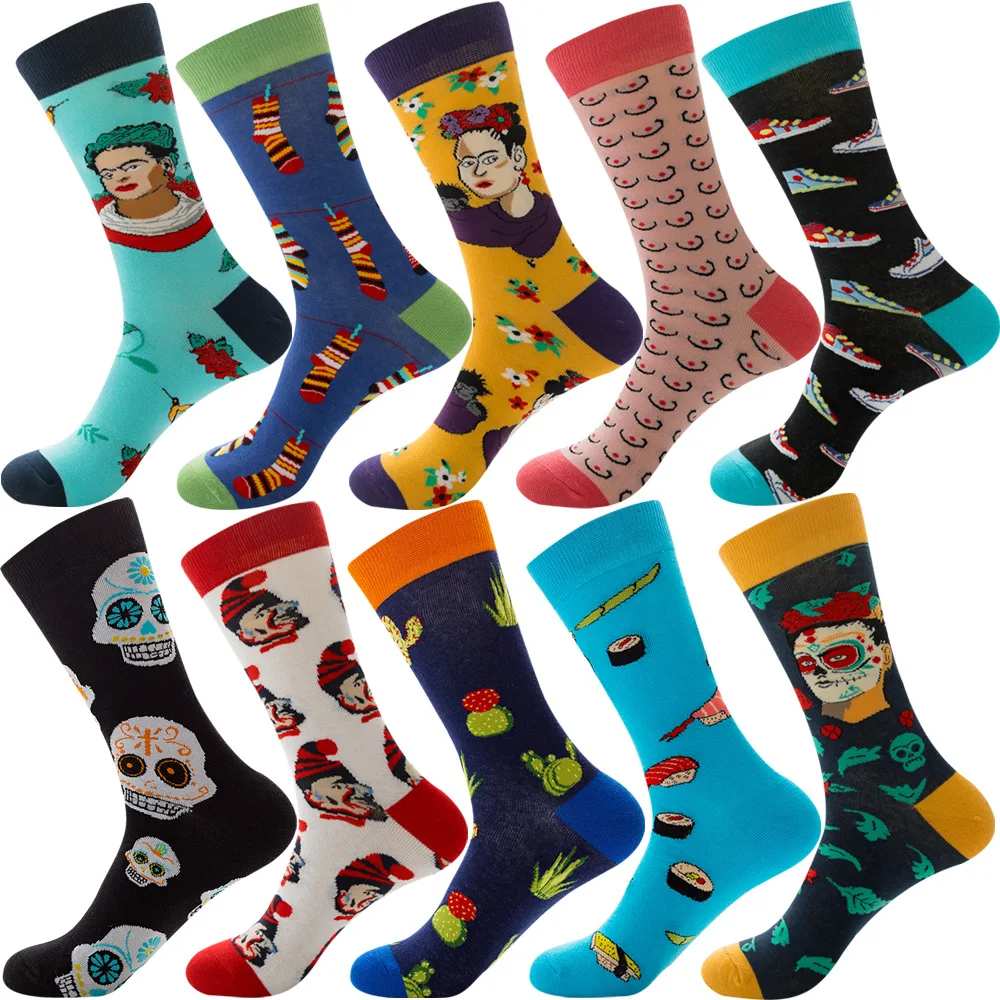 Custom Cartoon  Socks Men Cotton Skull Women Funny Midi Dress Socks Casual Tube Happy Socks