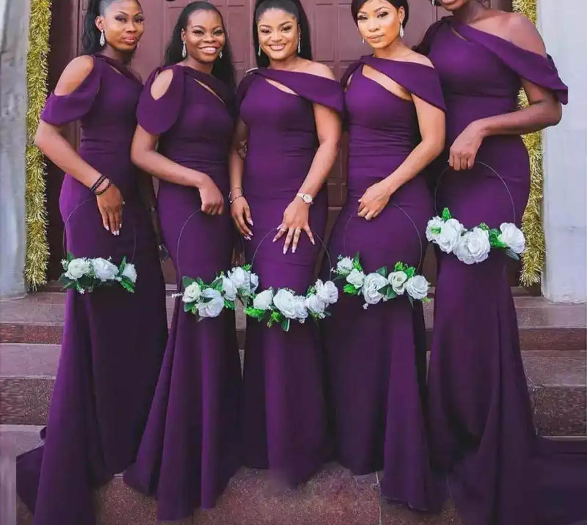 Morili African cheap customized Wedding Guest plus size Dress Maid of Honor Off the shoulder purple Bridesmaid Dresses MBLB998