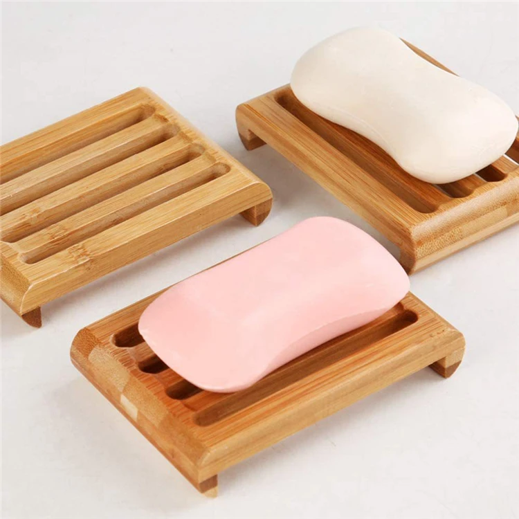 Eco-friendly Natural Bamboo Soap Dishes Bamboo Bath Soap Holder Case Tray Prevent Mildew Drain Soap Box Bathroom Washroom Tools
