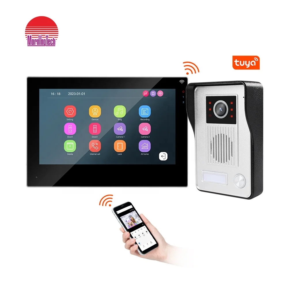 Hot Sale 7 Inch Touch Screen Video Door Phone Intercom 1080P Video Intercom Doorbell Camera with IR Cut for Home