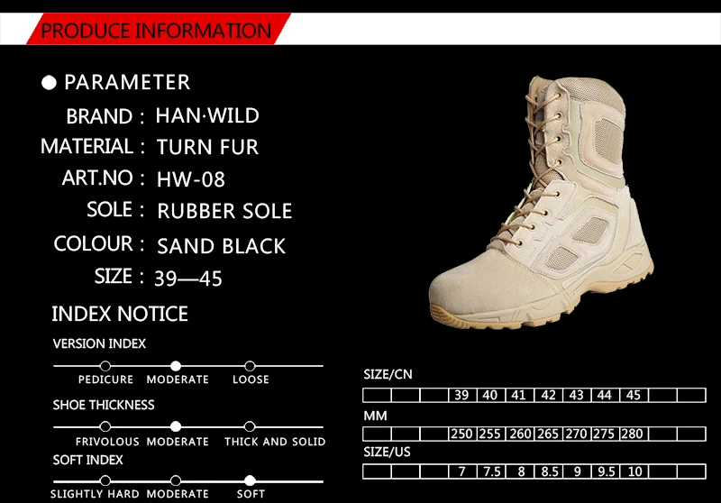 HAN WILD military tactical assault hiking boots with best