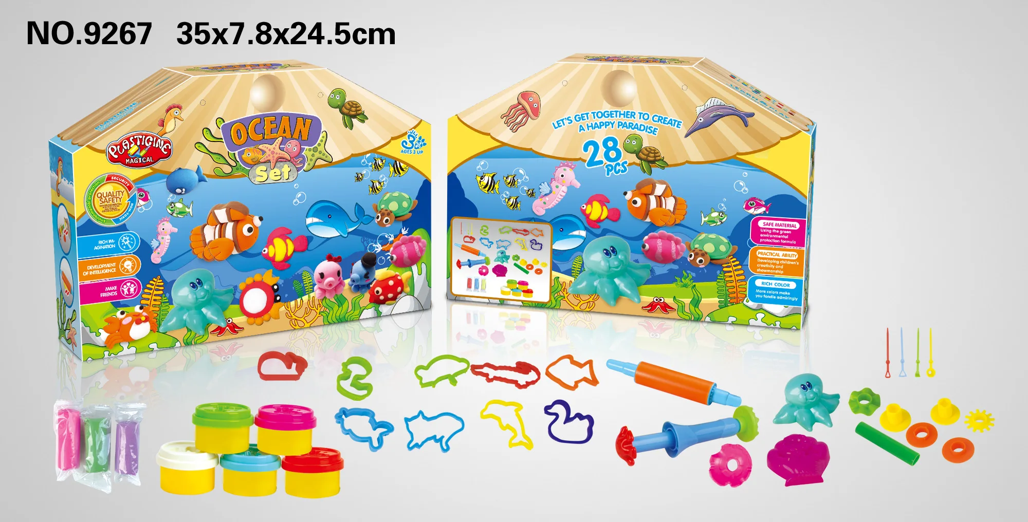 Amazon Hot selling OEM ODM Play Dough Factory Play Toys Modeling Clay Air Dry Clay Slime Non-Toxic Ocean set sea park