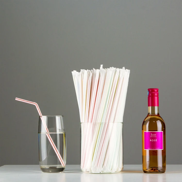 Individually Wrapped Colorful Plastic Straw Drinking Milkshake Polypropylene Boba Straw Bubble Tea Disposable PP Straws