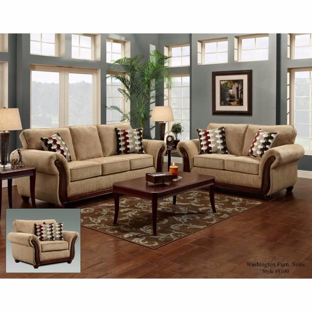 Frank Furniture Brown Fabric 3+2+1 Sofa Set Living Room Sofa Furniture Luxury Sectional Sofa Set