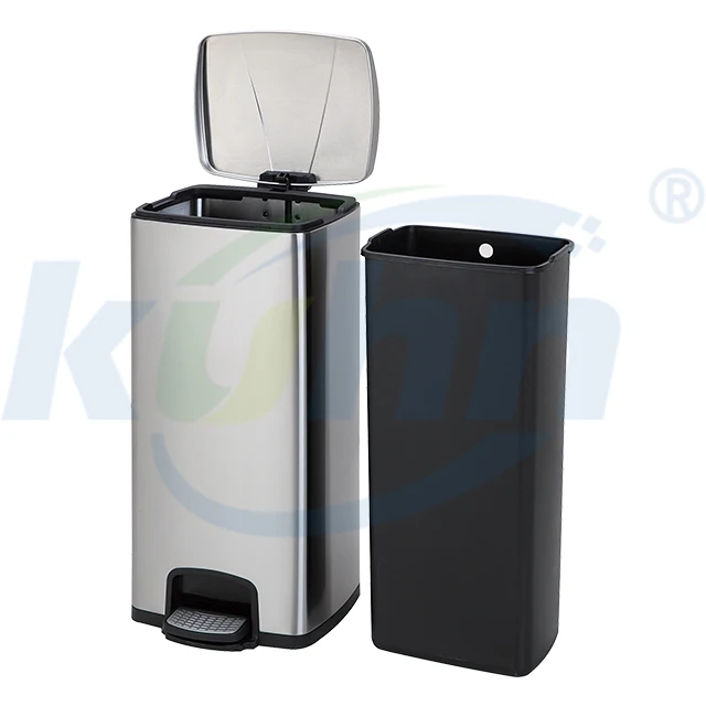24L Rectangular 2 Compartments Sorting  Stainless Steel  Pedal Bin  Waste Recycle Commercial and domestic kitchens Garbage Bin