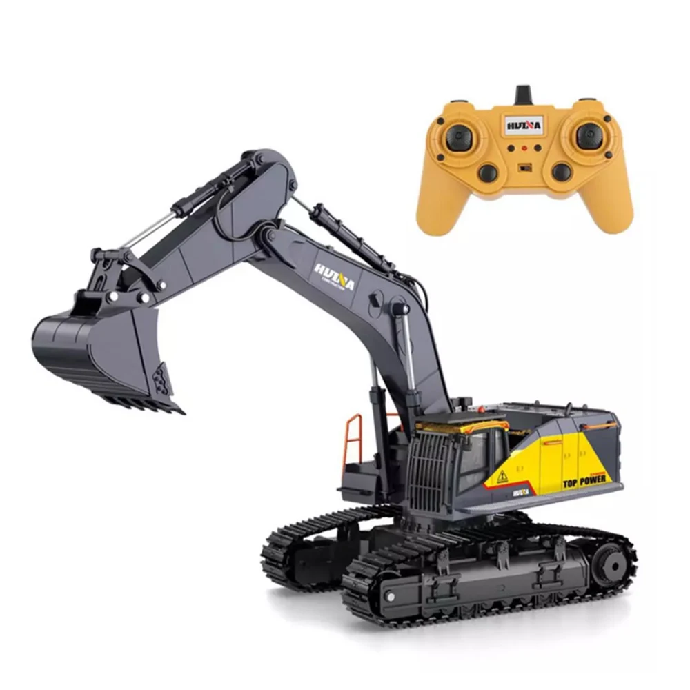 New RC Excavator Huina 1592 2.4G 1:14 Big RC Trucks Simulation Excavator 22CH Vehicle Model Hobby Toys For Boys with Alloy