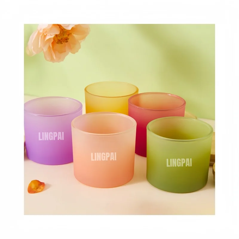 Fresh color high-quality glass candle container for candle making, custom recyclable transparent luxury glass candle jar