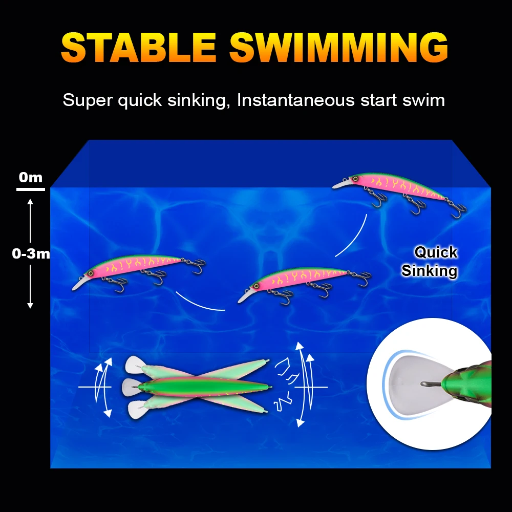 HONOREAL 110mm 39g Thru-Wire Construction Minnow Lure Bent Deep Diving Saltwater Sea Bass Fishing Long Casting Plastic River