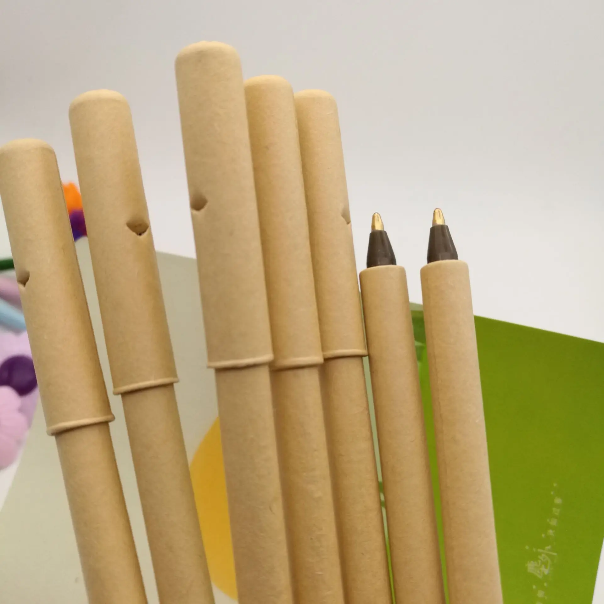 100% paper tube ballpoint pen Promotional eco-friendly ball pen recycled kraft paper pen with customized logo