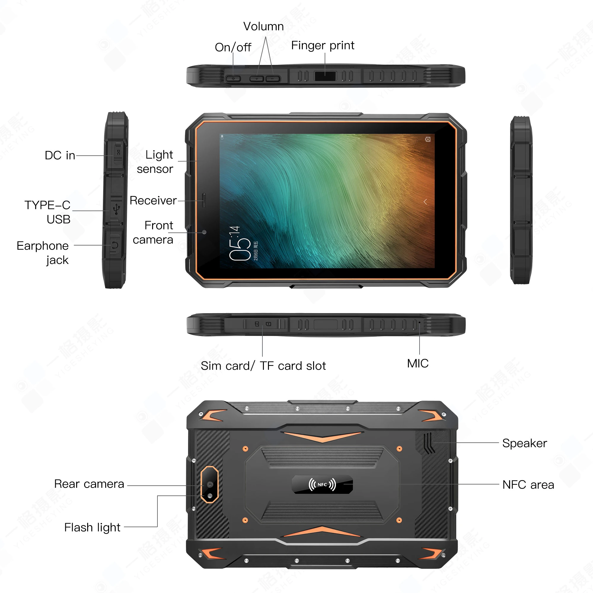 Industrial tablet RT-8M tablet android 4GB+64GB 8.0' HD(800*1280) Screen Walkie Talkie Phone Call Rugged Tablet PC