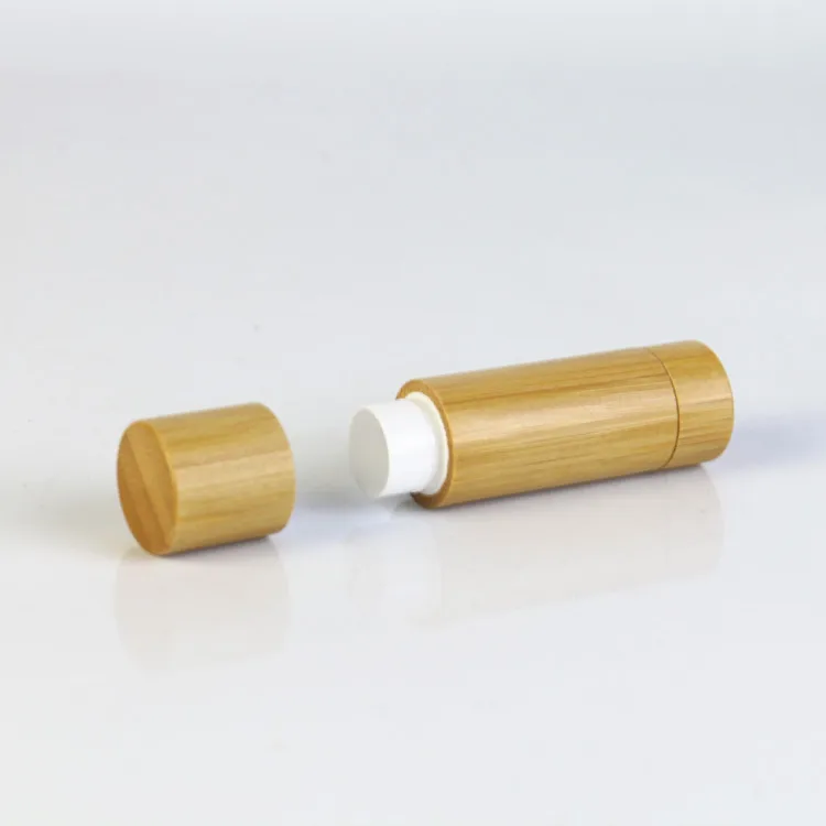 Eco Friendly Lipstick Container Cosmetic Packaging 3g 4g 5g Round Empty Natural Bamboo Lip Gloss Lip Balm Tube