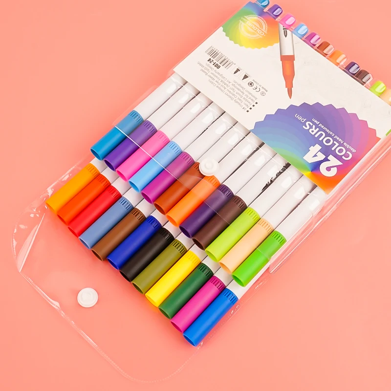 24 Colors Dual Tip Watercolor Brush Pen Water Based Marker Art Marker Pen Set With Fineliner For Arts