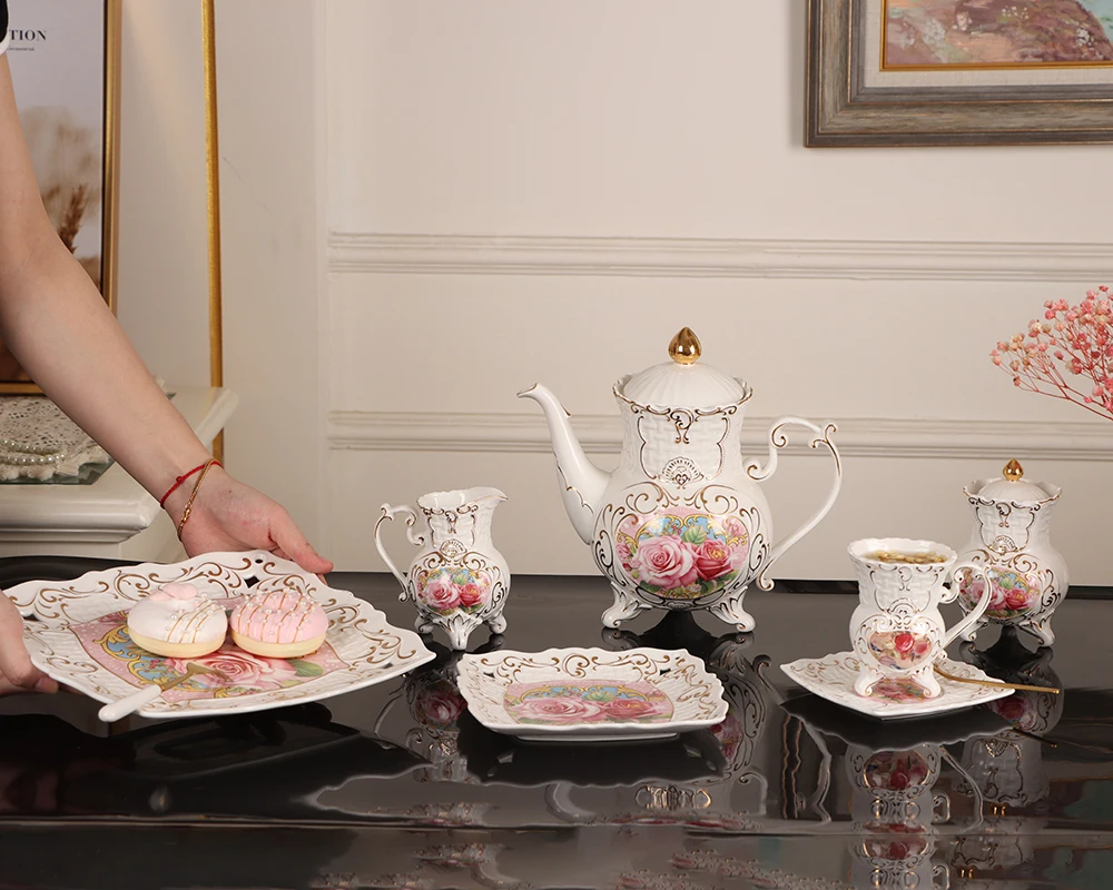 China best selling royal products bone china tea set porcelain storage bottle new bone china porcelain tea set