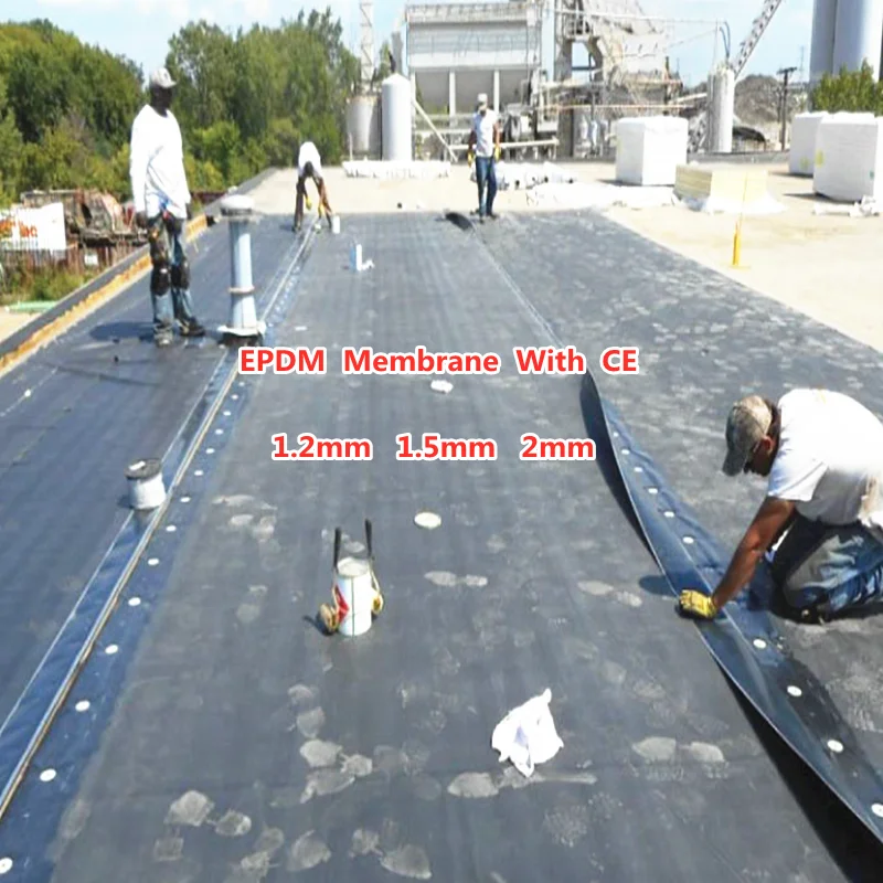0.5mm,1.0mm,1.2mm,1.5mm,1.8mm,2.0mm,3.0mm EPDM Waterproofing Membrane For Roof Tunnel Pool Basement