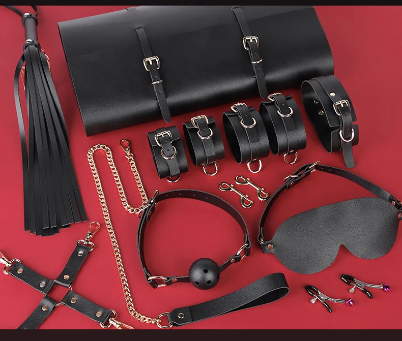 SM-5 New Technology Sexy sm Binding 10-piece double-sided leather storage bag set binding sex supplies for couples