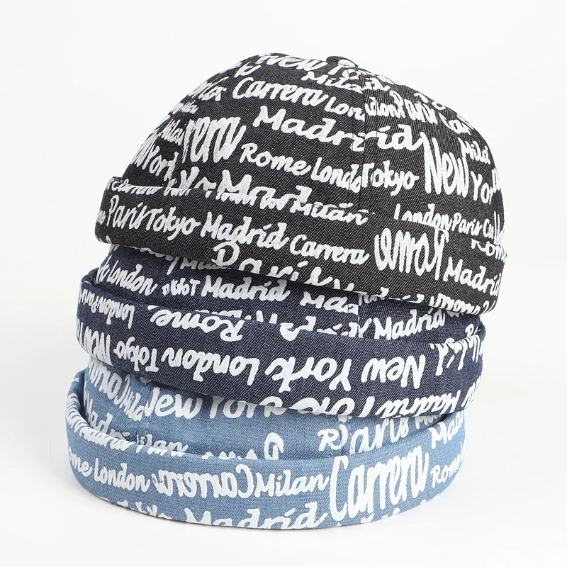 European and American new printed graffiti letters skullcap hat men street fashion hip hop watermelon round beanie hat