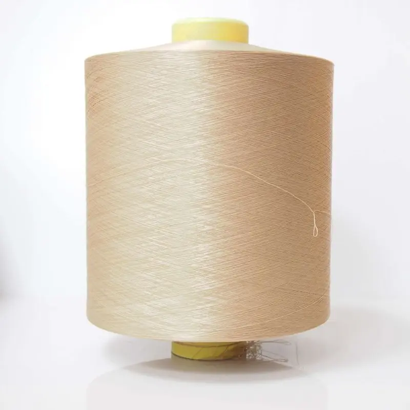 DTY 150D  stock small MOQ NIM Khaki Dope Dyed Recycle GRS Polyester Textured Filament Yarn for knitting