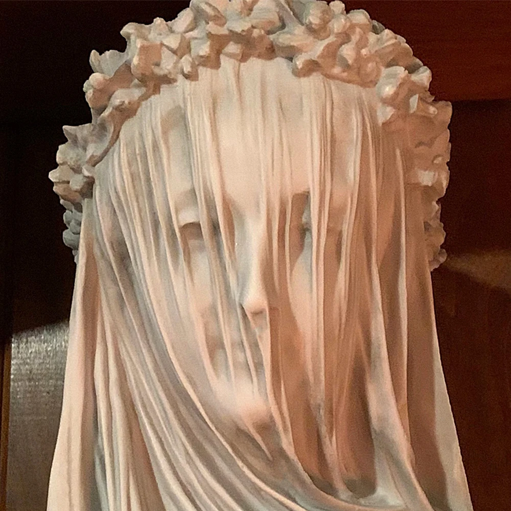 The Veiled Lady  Gothic Sculpture Bust  Cloaked Woman Statue  Macabre Art and Oddities Home Decor 19th Century Museum Replica