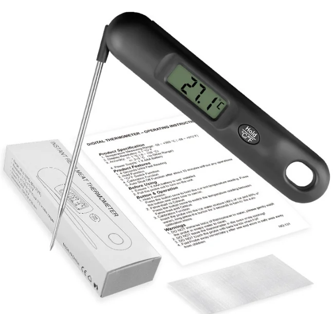 Folding meat thermometer Kitchen household food thermometer Baking water temperature gauge wholesale