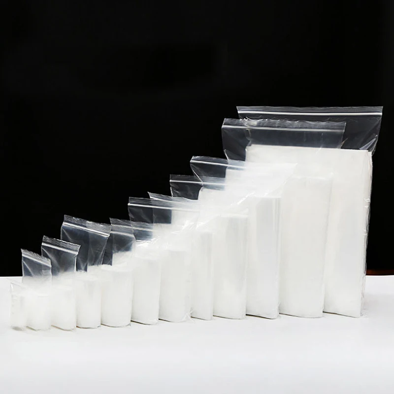 Clear Resealable Plastic Zip Lock Poly Bags Zipper Baggies for Snack Storage Bag