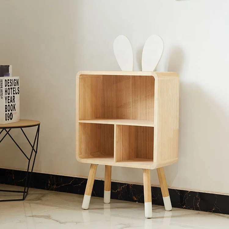 wholesale factory modern natural solid wood kids storage shelf cabinet for living room bedroom