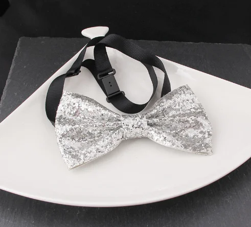 Handmade Party Banquet Pure Color All PU Leather Bow Tie Sequins Formal Tuxedo Pre-tied Bowties for Women Men