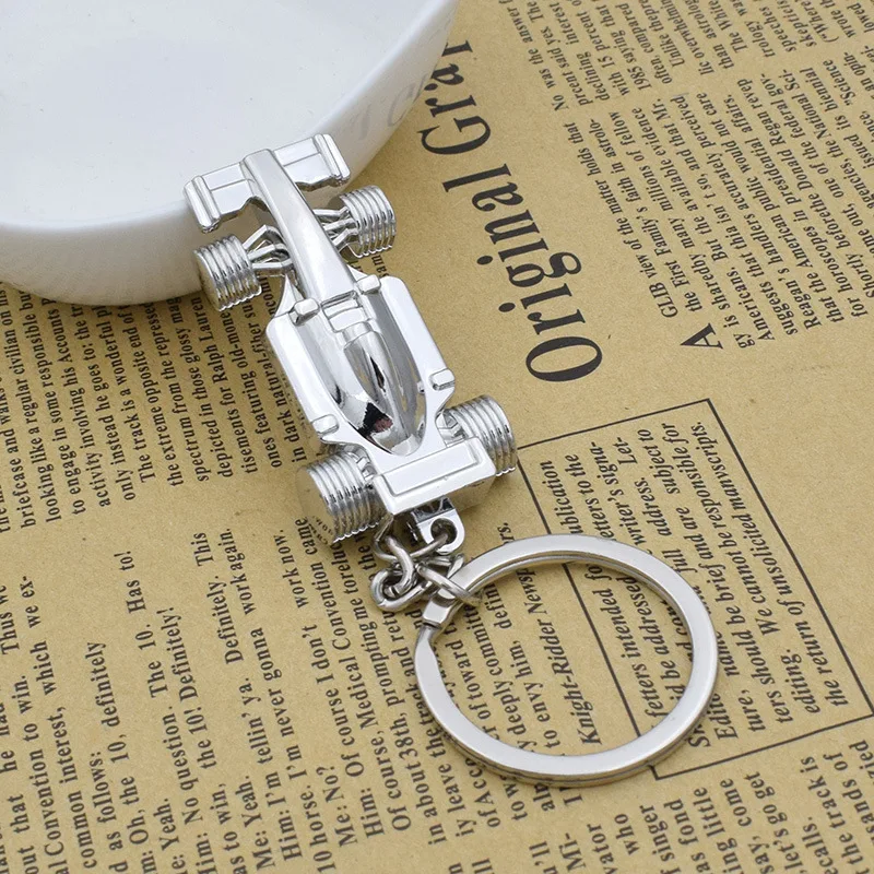 27mm*60mm Wholesale Newest and Fashionable Mini Formula Car Metal Keychains Metal Crafts Hardware Accessories