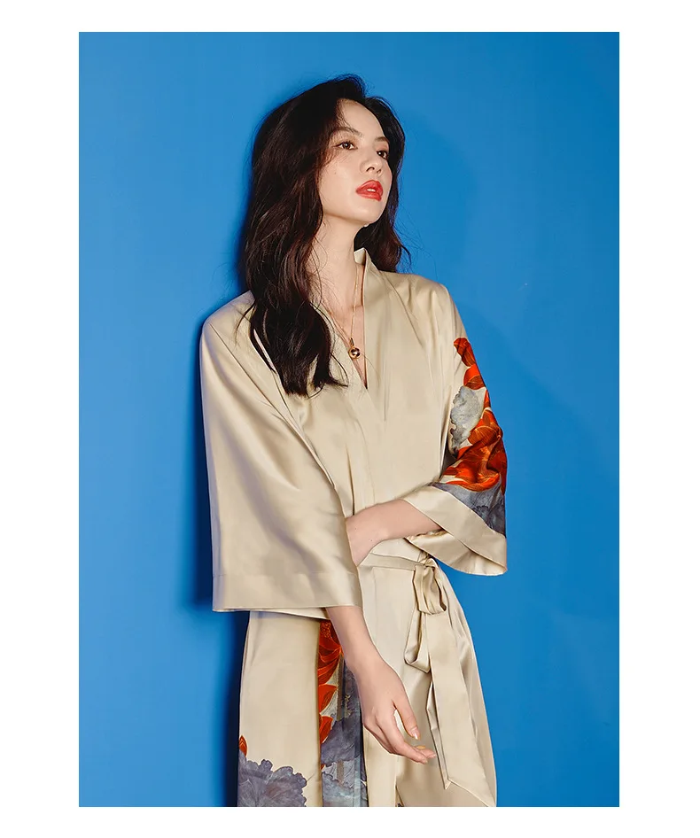 NANTEX new fashion women elegant  Kimono Robe Long Floral Bridesmaid Wedding Bachelorette Party Robe