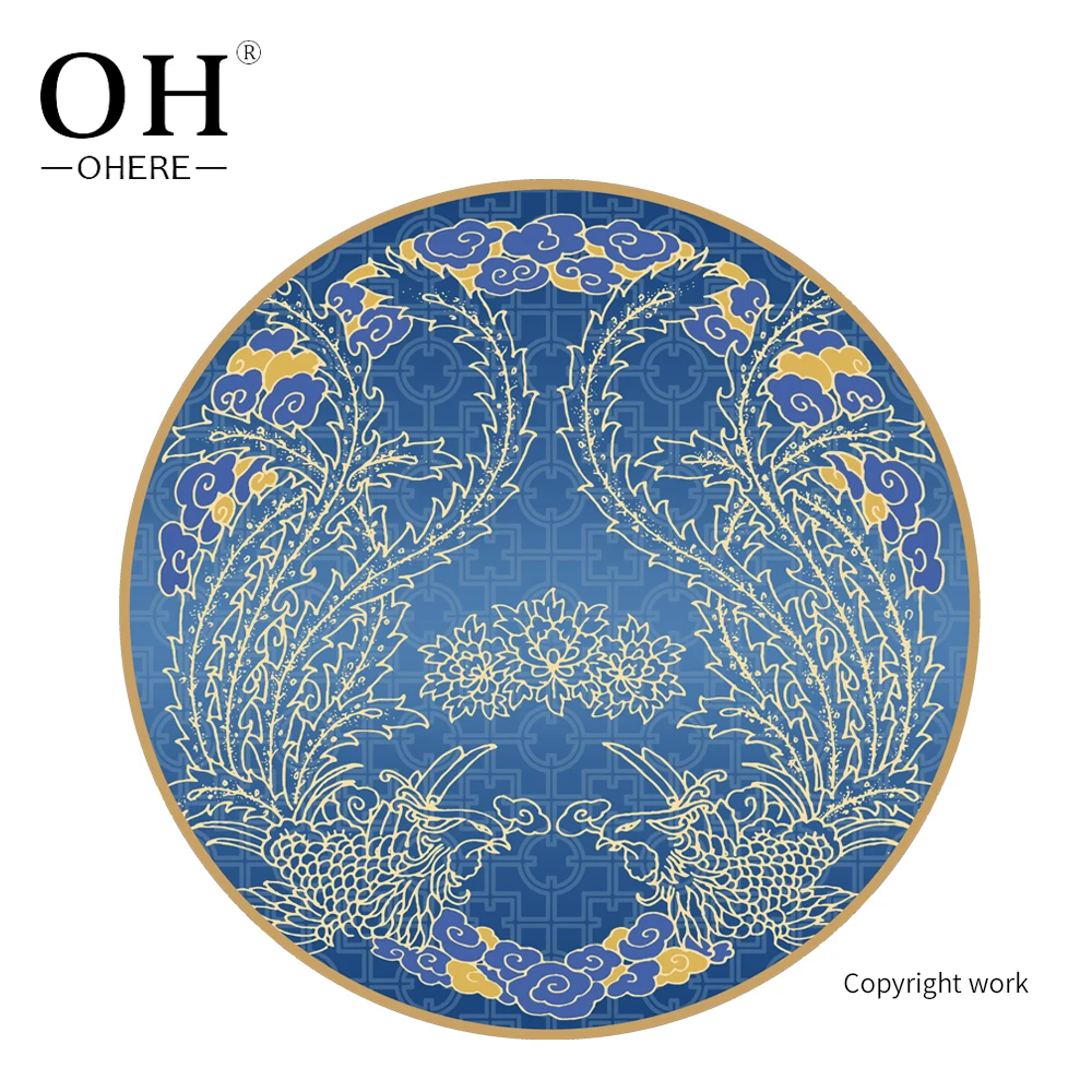 2022 hot sale traditional Chinese style Monster Nian dragon phoenix fish charger plate tableware set for hotel and wedding
