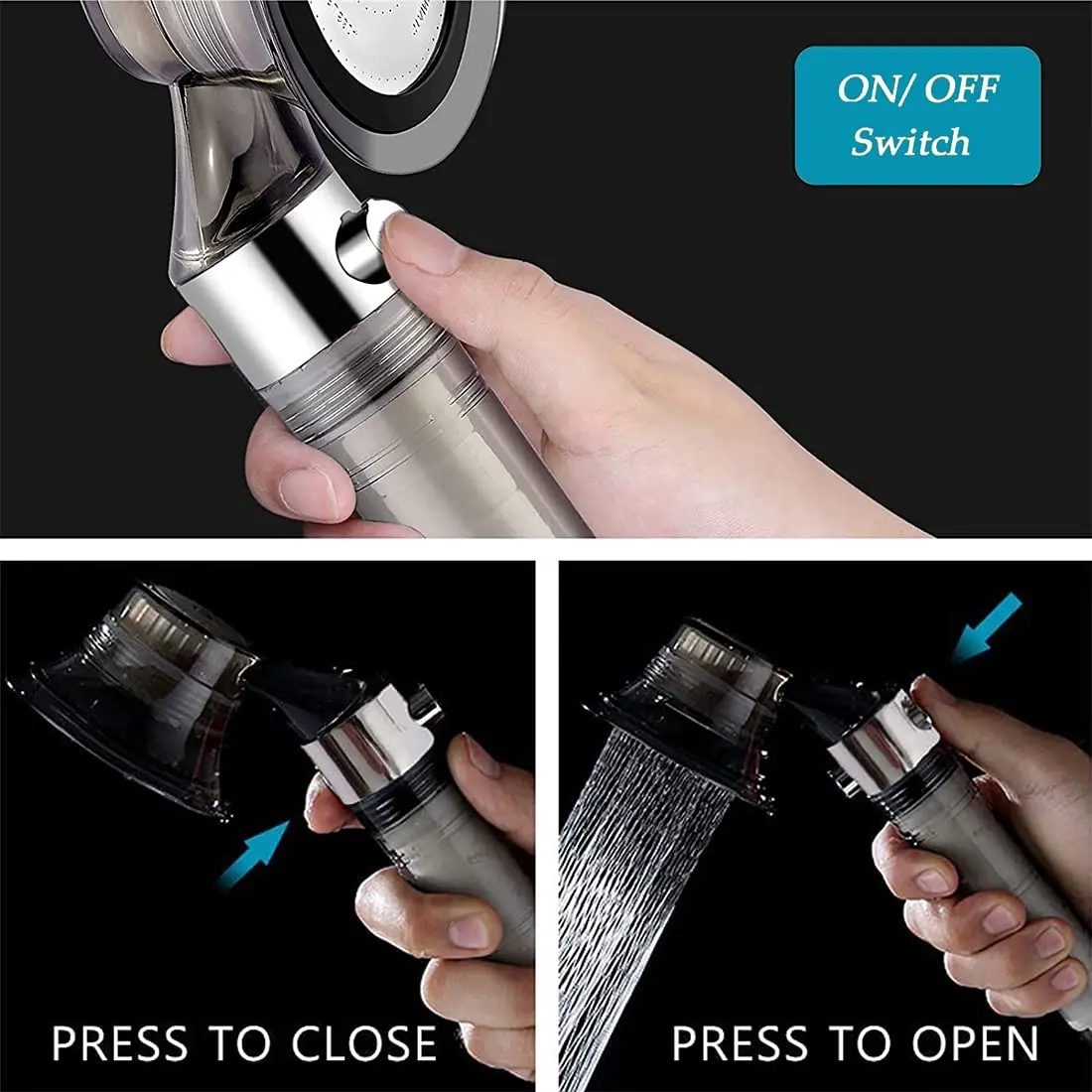 High Pressure Rainfall Spray Filter Shower Head One Key Stop Function Clean ABS Hand Filtered Shower Head For Hard Water