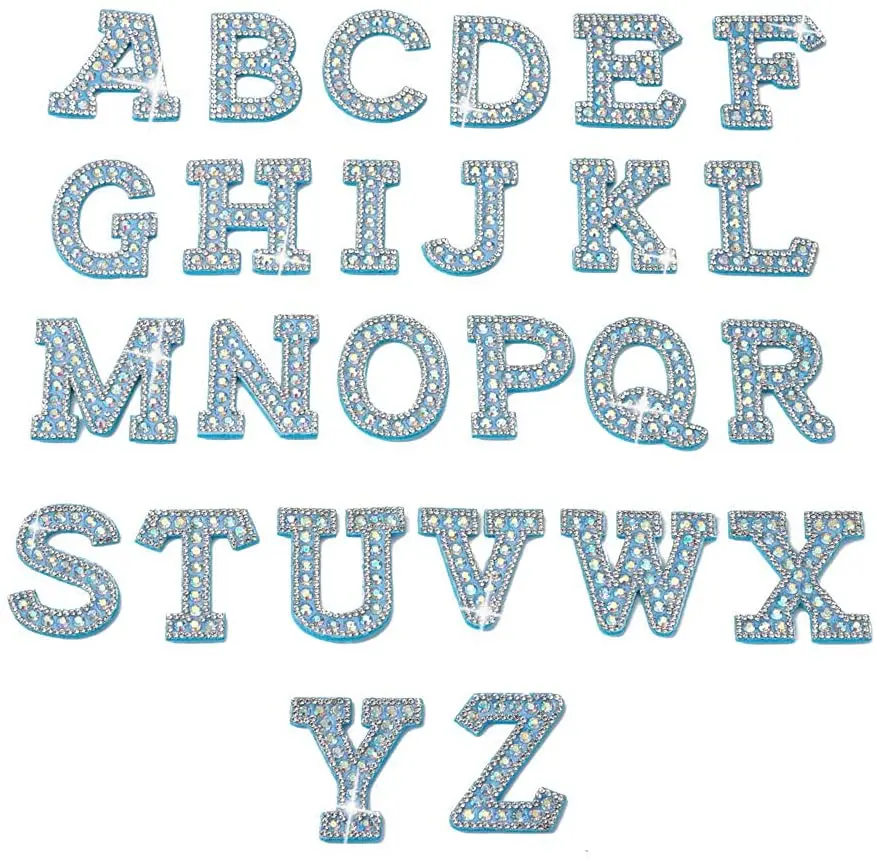 Custom Letter Rhinestone Beaded Applique Iron on Rhinestone Patches For Clothing