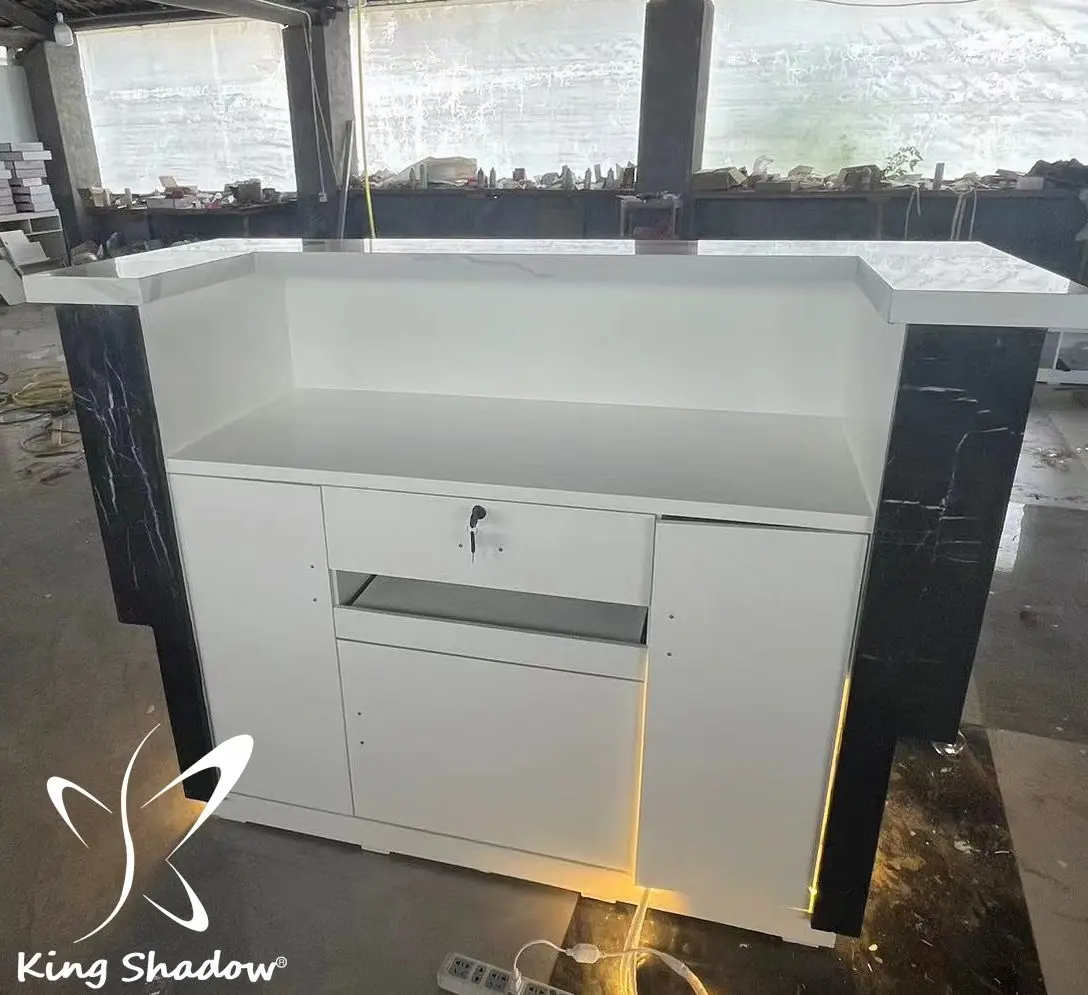 Modern Office Furniture Cash Register Beauty Salon Bar Office reception desk Front desk with LED light marble material