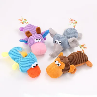 Wholesale Lovely Pet dog toy monkey elephant cow duck shape chewing toy molar teeth resistant to bite