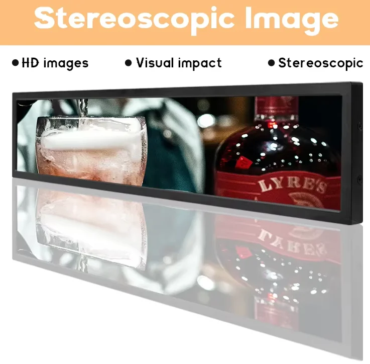 OEM ODM LCD Bar Display Ultra Wide 58.4 Inch Indoor Shelf Edge Advertising Screen Android Stretch Bar Digital signage smart TV