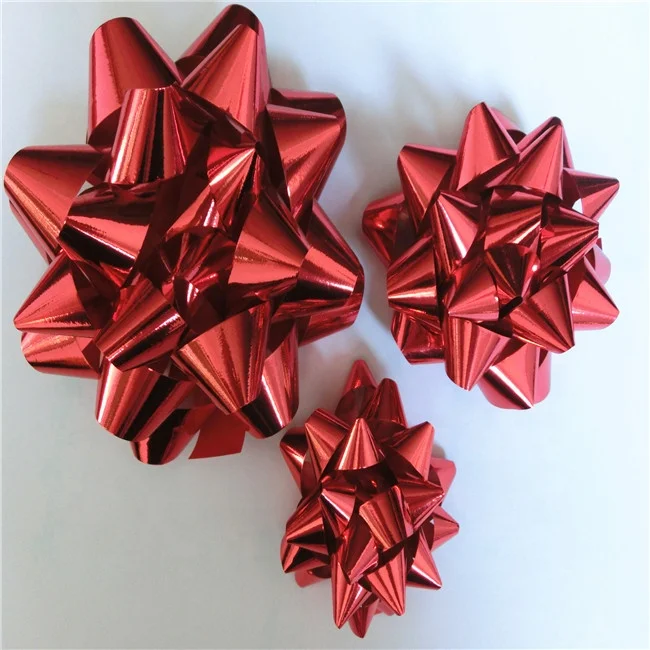 metallic star ribbon bow gift package