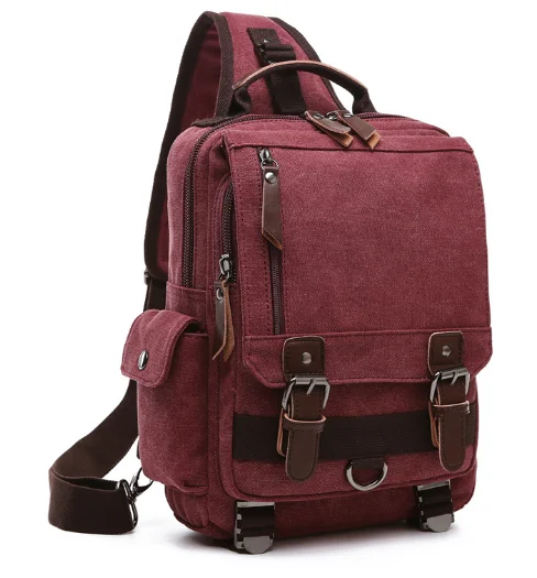 Fashion men women computer Interlayer waxed vintage travel backpack canvas bag
