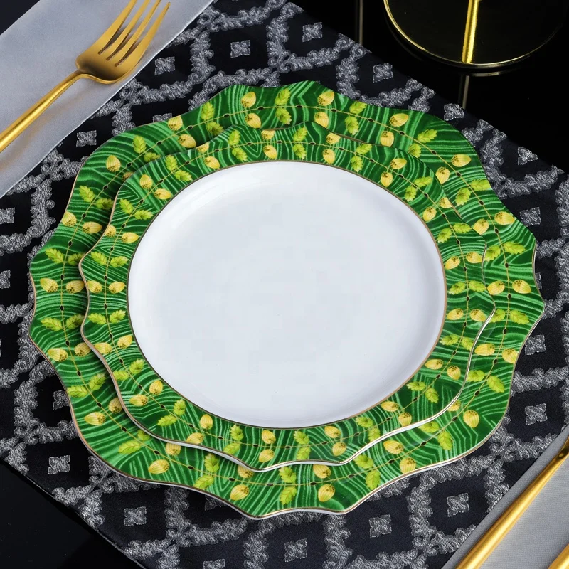 Ceramic serving plates 8inch 10inch wedding charger plates custom printing porcelain plates