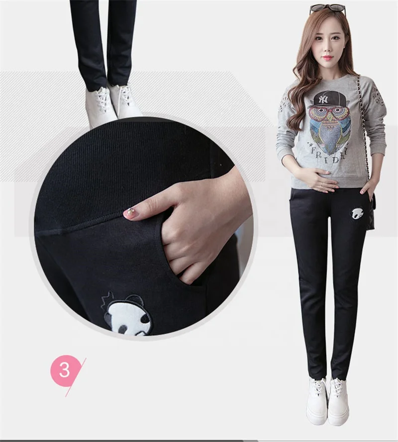 Брюшная одежда вышитые свободные повседневные тренировочные брюки большого размера для беременных женщин